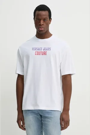 VERSACE T-shirt bawełniany męski kolor z nadrukiem 78GAHC02 CJ01C