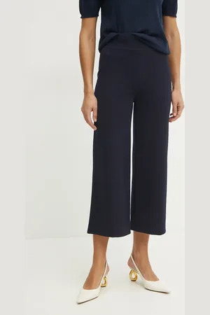 LUISA SPAGNOLI Spodnie wełniane damskie kolor szerokie high waist 541830