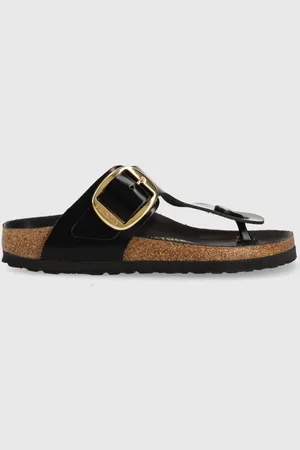Birkenstock Japonki skórzane Gizeh damskie kolor na płaskim obcasie 1021469