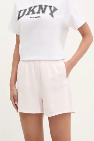 DKNY Szorty bawełniane damskie kolor gładkie high waist DP5S5243