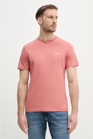 Barbour T-shirt bawełniany kolor różowy gładki