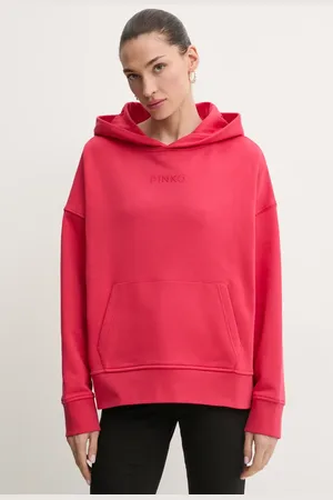 Pinko Bluza bawełniana damska kolor z kapturem z aplikacją 104623 A2F9