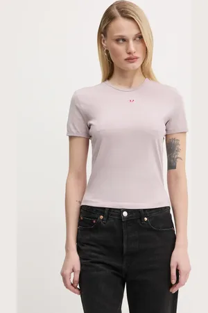 Diesel T-shirt bawełniany T-UNCUTIE-LONG-D T-SHIRT damski kolor A14962.0GRAI