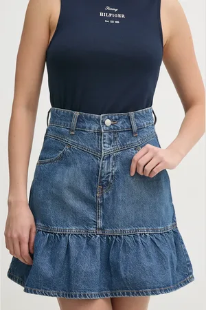 Pepe Jeans Spódnica jeansowa MINI SKIRT HW RUFFLE kolor mini rozkloszowana PL901209