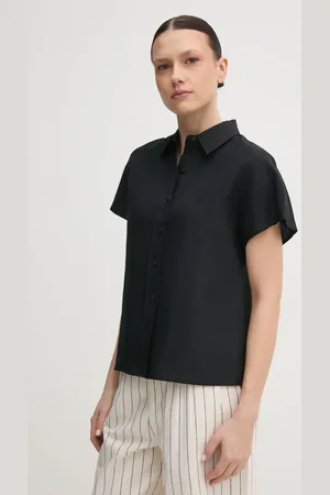 Calvin Klein Koszula z domieszką lnu damska kolor relaxed z kołnierzykiem klasycznym K20K208322
