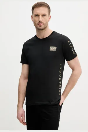 Alpha Industries T-shirt bawełniany Camo Sleeve T męski kolor z nadrukiem 156522