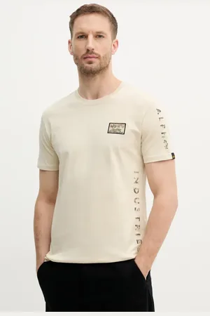 Alpha Industries T-shirt bawełniany Camo Sleeve T męski kolor z nadrukiem 156522