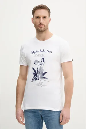 Alpha Industries T-shirt bawełniany Alpha Hawaii T męski kolor z nadrukiem 156525