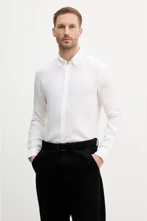 HUGO BOSS Koszula lniana męska kolor slim z kołnierzykiem button-down 50520283
