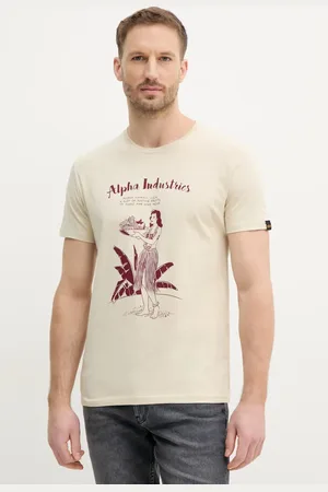 Alpha Industries T-shirt bawełniany Alpha Hawaii T męski kolor z nadrukiem 156525