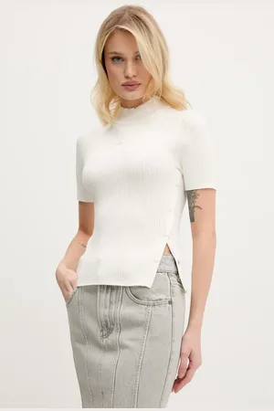 Miss Sixty Sweter z domieszką jedwabiu damski kolor lekki z półgolfem 6S1RJ37100