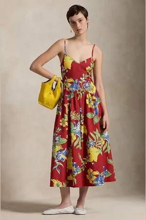 Ralph Lauren Sukienka bawełniana kolor midi rozkloszowana 211959920