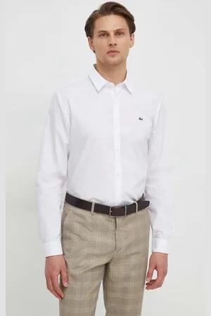 Lacoste Koszula bawełniana męska kolor slim z kołnierzykiem klasycznym