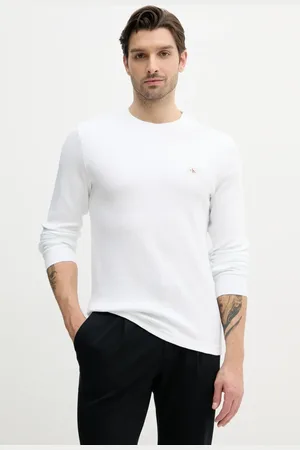 Calvin Klein Longsleeve bawełniany kolor gładki J30J327117