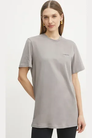 La Mania T-shirt bawełniany damski kolor szary BONI.3