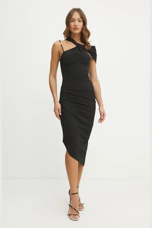 VERSACE Sukienka z domieszką lnu kolor midi dopasowana 78HAO903 N0432