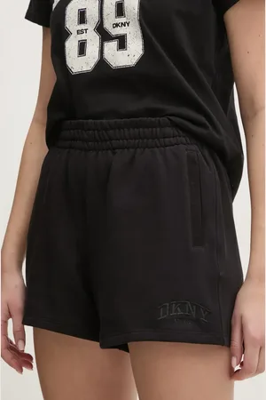 DKNY Szorty bawełniane damskie kolor gładkie high waist DP5S5252
