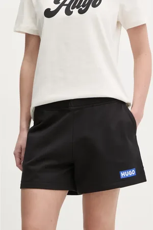 Hugo Blue Szorty bawełniane damskie kolor z nadrukiem high waist 50541122