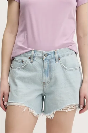 Abercrombie & Fitch Szorty jeansowe damskie kolor gładkie high waist KI149-5089