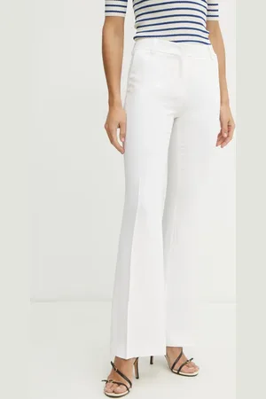 LUISA SPAGNOLI Spodnie lniane damskie kolor dzwony high waist 542052