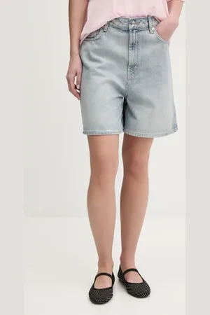 HUGO BOSS Szorty jeansowe damskie kolor gładkie high waist 50538863