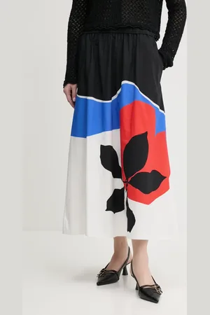 Desigual Spódnica bawełniana FLOR ONDAS_LACROIX kolor maxi rozkloszowana 25SWFW14