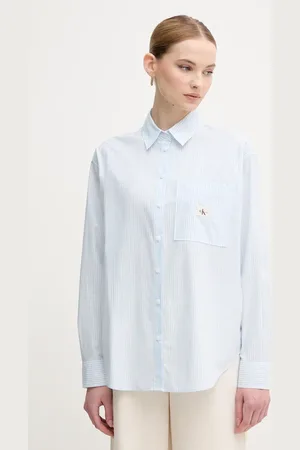 Calvin Klein Koszula bawełniana damska kolor relaxed z kołnierzykiem klasycznym J20J224436