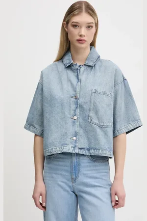 HUGO BOSS Koszula jeansowa damska kolor relaxed z kołnierzykiem klasycznym 50535366