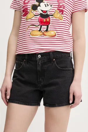 Abercrombie & Fitch Szorty jeansowe damskie kolor gładkie high waist KI149-5123