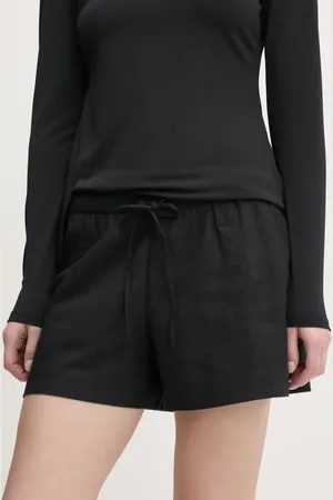 Abercrombie & Fitch Szorty lniane damskie kolor gładkie high waist KI149-5186