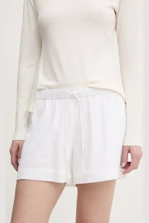 Abercrombie & Fitch Szorty lniane damskie kolor gładkie high waist KI149-5187