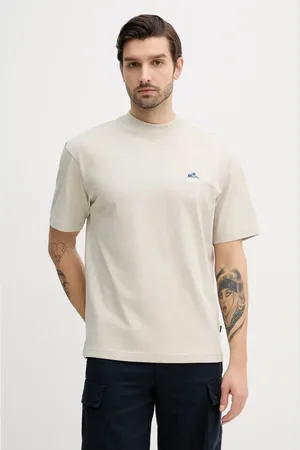 HUGO BOSS T-shirt bawełniany męski kolor beżowy z nadrukiem 50540520