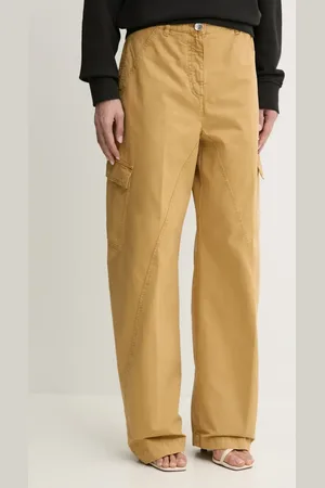 Pinko Spodnie bawełniane damskie kolor proste high waist 104656 A2EC