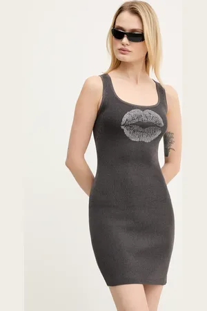 Miss Sixty Sukienka z domieszką jedwabiu kolor mini dopasowana 6S1RJ23000