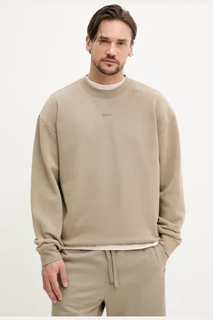 HUGO BOSS Bluza bawełniana męska kolor brązowy gładka 50540920