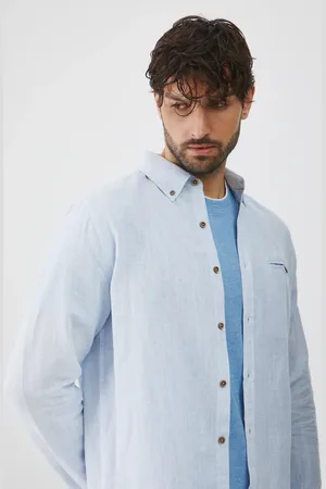 MEDICINE Koszula lniana męska kolor regular z kołnierzykiem button-down