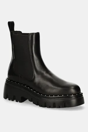 Karl Lagerfeld Sztyblety skórzane KOMBAT damskie kolor na platformie KL45344