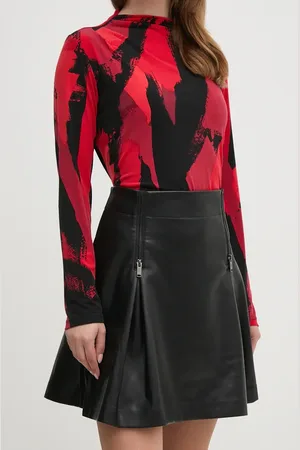 DKNY Spódnica kolor mini rozkloszowana P4GNTUDO