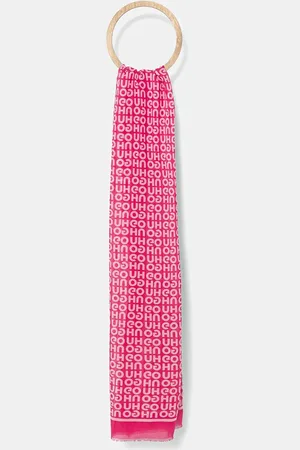 HUGO BOSS Szal bawełniany damski kolor wzorzysty 50539729