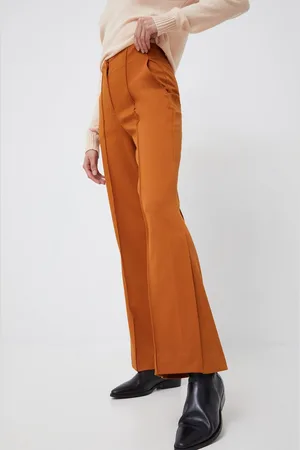 Benetton Spodnie damskie kolor dzwony high waist