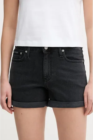 Calvin Klein Szorty jeansowe damskie kolor gładkie medium waist J20J225161