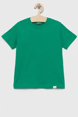 Benetton T-shirt bawełniany dziecięcy kolor gładki