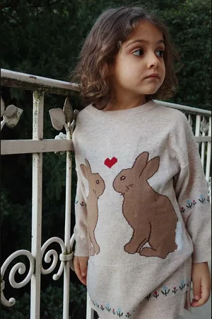Konges Sløjd Sukienka z domieszką wełny dziecięca ELI KNIT DRESS kolor mini prosta KS101494