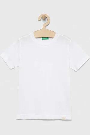 Benetton T-shirt bawełniany dziecięcy kolor gładki