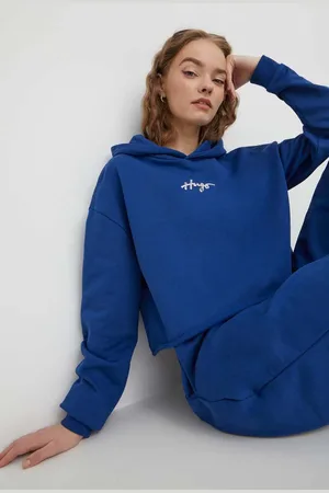 HUGO BOSS Bluza damska kolor z kapturem z aplikacją 50508292
