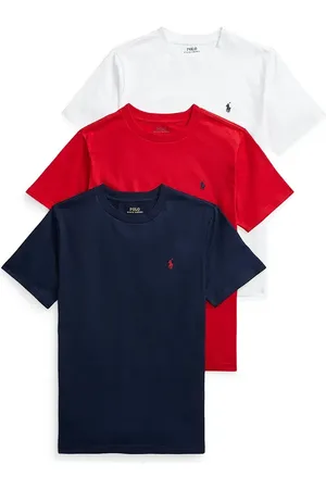 Ralph Lauren T-shirt bawełniany dziecięcy 3-pack kolor gładki 323884456001
