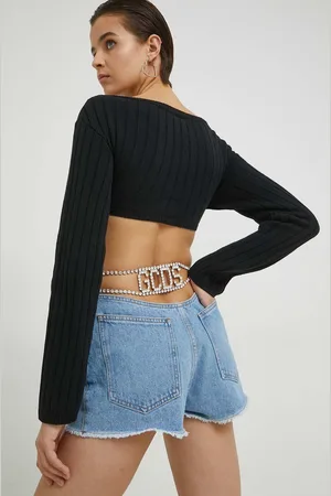 GCDS Szorty damskie kolor z aplikacją high waist