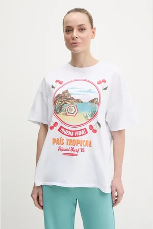 Rip Curl T-shirt bawełniany COVE HERITAGE damski kolor 0FLWTE