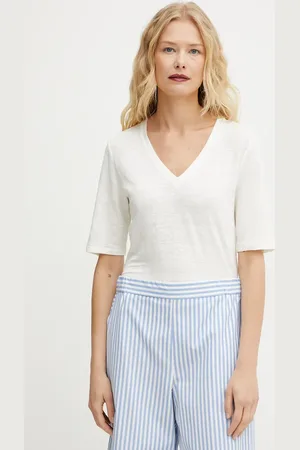 Max Mara T-shirt lniany damski kolor 2515941012600