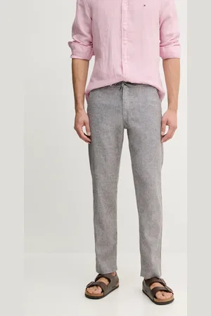 HUGO BOSS Spodnie lniane męskie kolor proste 50536881